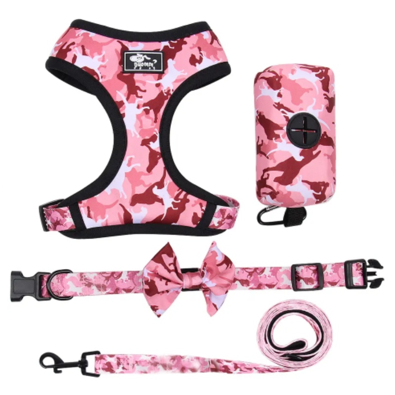 Cucciolo di lusso personalizzato Collar per cucciolo regolabile borse per cacca di pet bandana reversibile e traspirante set di imbracature per canineoprene